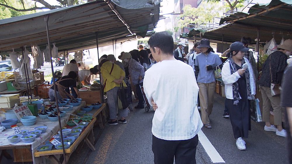 日曜市をリサーチする宮前さん