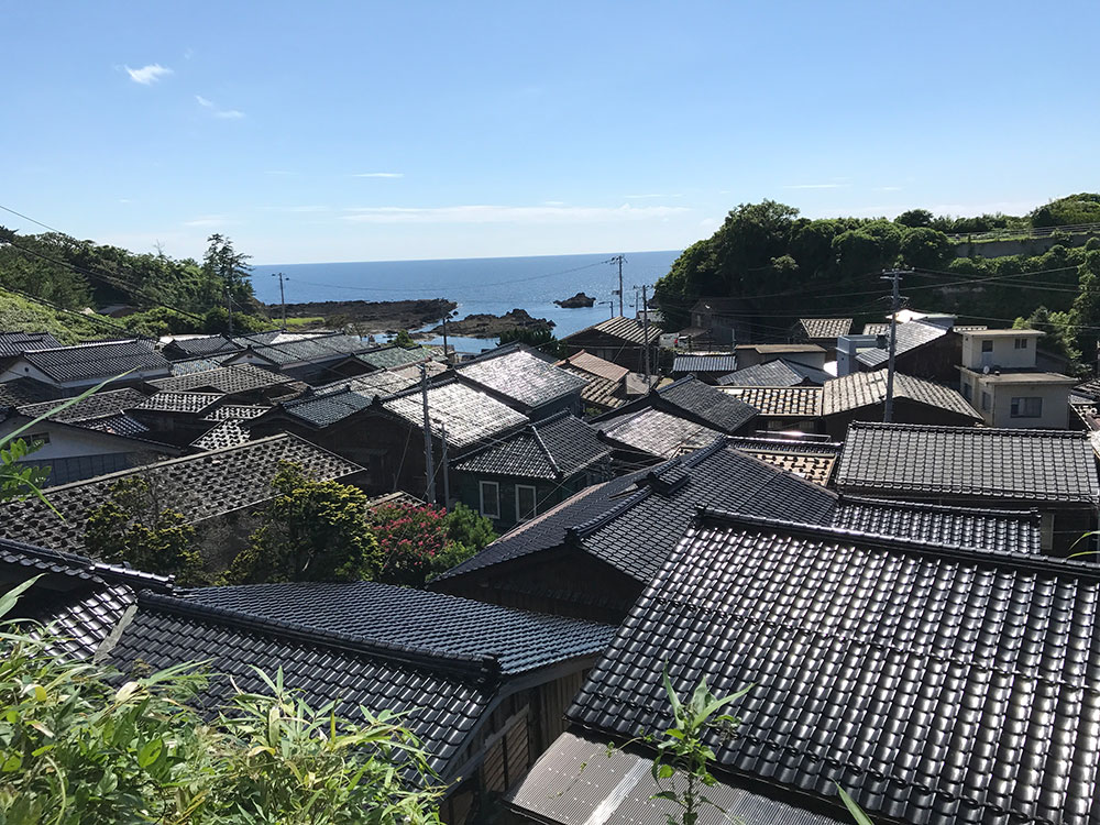 The Shukunegi townscape from a rise