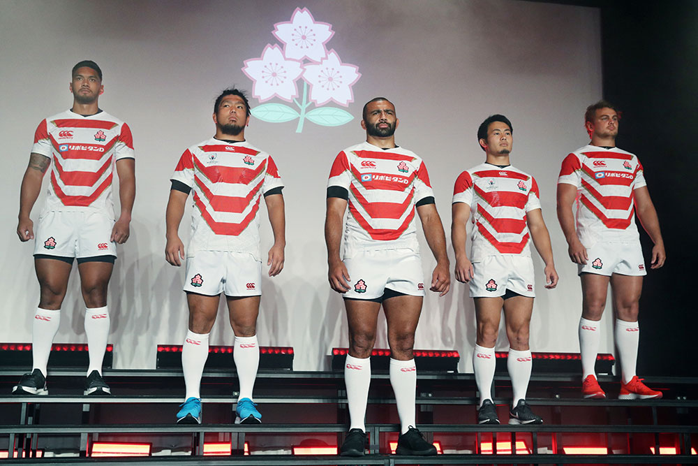 The Japan Rugby Cup team players in their jerseys Courtesy of Asahi Shimbun/Uniphoto Press